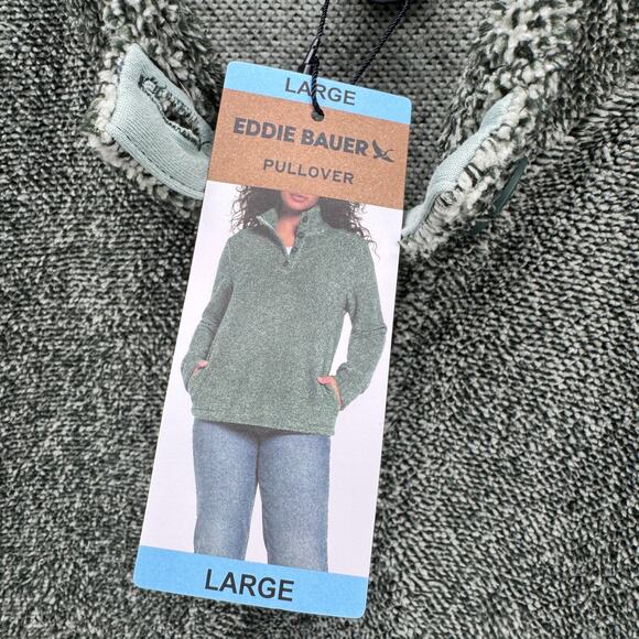 Eddie Bauer Sweatshirt Womens Large Green Fleece Pullover COMFY + Pockets NEW - Picture 3 of 11